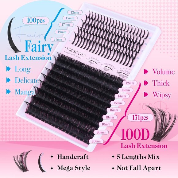 Luxury 100D Lash Clusters 12-20mm: Handmade Spiky Extensions for Bold Eyes - Picture 4 of 7